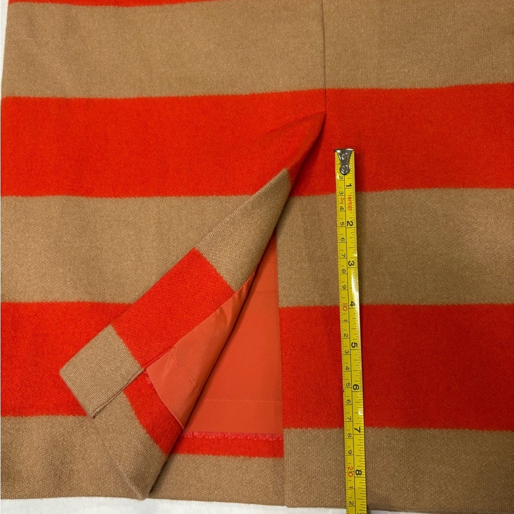 Doncaster Collection Wool/Cashmere Blend Stripped Coral & Tan Pencil Skirt Sz10 - Picture 5 of 9